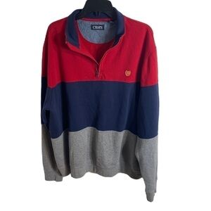 Chaps Color Block Zip Neck Sweater XXL Sweatshirt Blue Red Gray Men’s